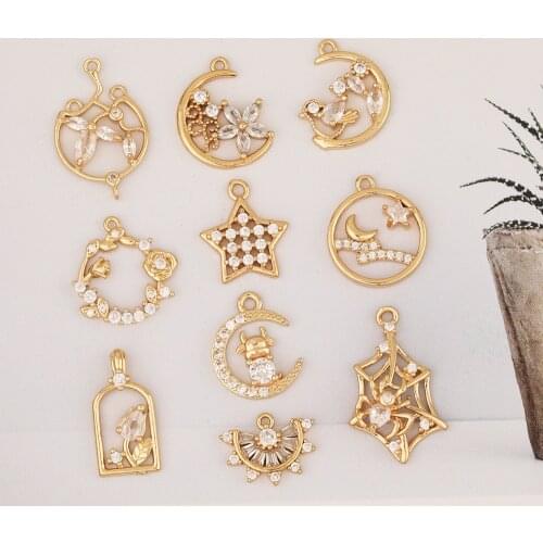 HAOSAW 6Pcs Jewelry Accessories/Multi Shapes/Crystal Pendants/DIY Making/Hand Made/CZ Charms/Jewelry Findings & Components
