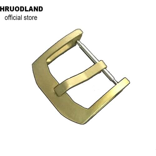 Hruodland 24mm Watchbands Brass Buckle Stainless Steel Pin Clasp Watch Accessorie leather Band Watch Buckle
