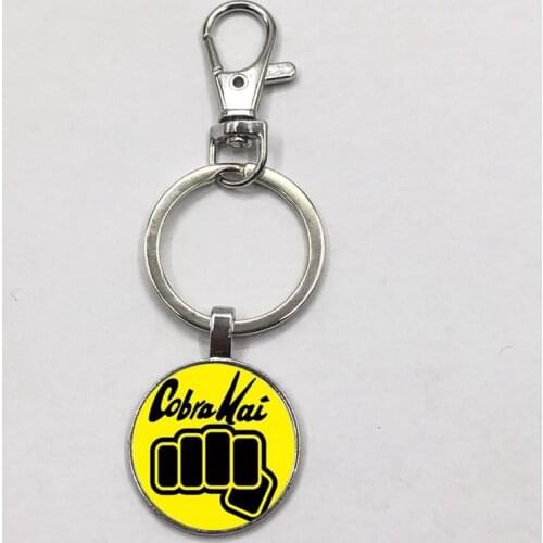 Karate Kid Movie Keychain Cobra Art Photo Popular Glass Cabochon Keyring Car Keyring Bag Pendant Keychain