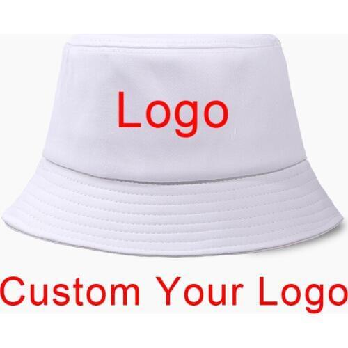 Custom Your Logo Bucket Hat Customize Design Panama Cap Women Men White Black Cotton Outdoor Sunscreen Sun Prevent Hats Caps