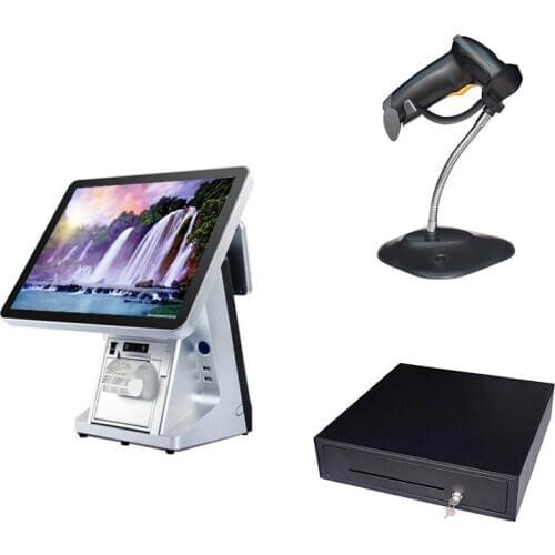 ComPOSxb Point Of Sale POS System 15'' Capacitive Touch Screen Display Built-in Printer VFD Cash register