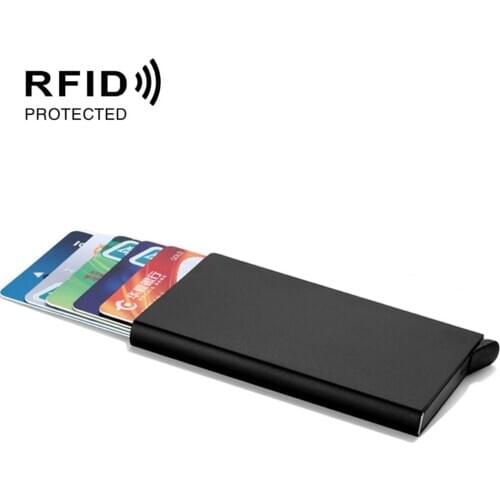 Small RFID Blocking Credit Card Holder Purse Aluminium Men Automatic Pop Up ID Card Protection Case Metal Box Women Mini Wallet