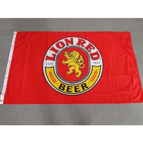 90x150cm lion red beer flag for advertising promotion