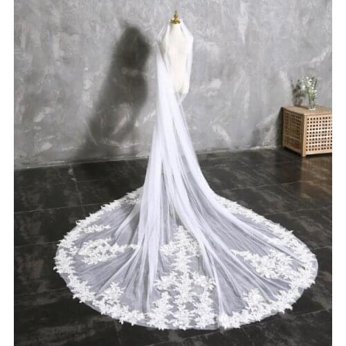 Lace Flowers Handmade Soft Tulle Exquisite Royal Bridal Veil | Wedding Veil | Custom Length Elegant Bridal Veil | Bridal Hair Ac