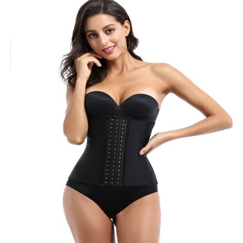 BoomYinGlam Fajas Colombians Latex Waist Trainer 3 Hooks 9 Steel Bone Corset Postpartum Recovery Girdles