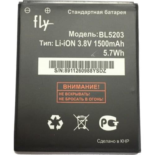 For Fly IQ442 IQ 442 Quad Miracle 2 ii BL5203 BL 5203 Li-polymer Batteries BL5203 1500mAh Mobile Battery For Fly IQ442