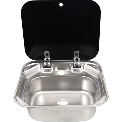 Boat RV Caravan Stainless Steel Hand Wash Basin Sink with Tempered Glass Lid