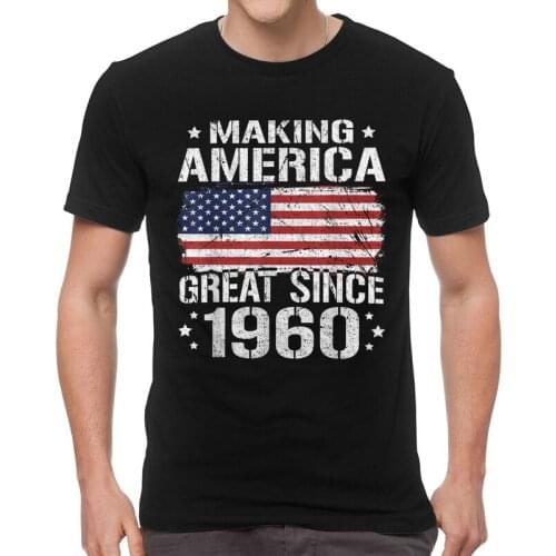 USA American Flag 1960 60 T Shirt Mens 100% Cotton Printing T-shirt Fashion Tshirt Short Sleeve 60th Birthday Gifts Tees Tops