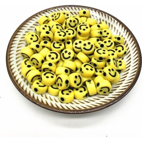 New 20pcs 10mm Smiley face Acrylic Round Shape Beads For DIY Handmade Jewelry Craft Accessories#04
