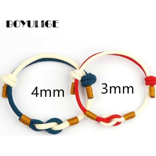 BOYULIGE New Fashion 4mm 3mm Rope Couple Bracelets Charm Lover Jewelry Survival Adjustable Bracelet For Women & Men Casual Style