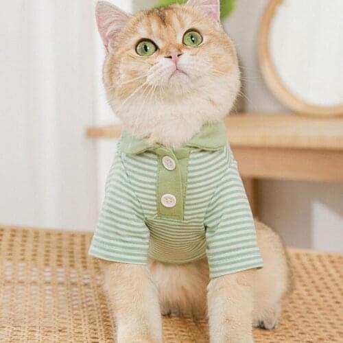 Pet Cat Clothes Puppy Vest T-shirt Cute Striped Pajamas Cat Summer Pet Cat Clothes Dog Clothes Bottoming Shirt