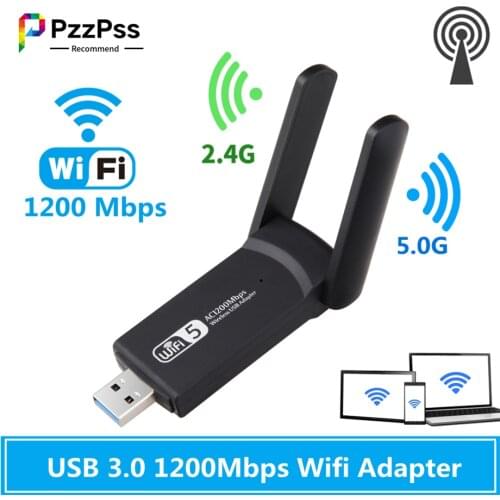 PzzPss USB3.0 1200Mbps Wifi Adapter Dual Band 5GHz 2.4Ghz 802.11AC RTL8812BU Wifi Antenna Dongle Network Card For Laptop Desktop