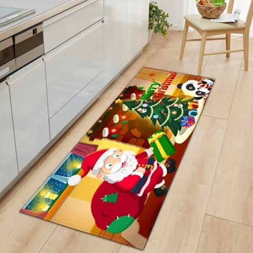 Christmas Pattern Kitchen Carpet Home Entrance Doormat Bedroom Living Room Decor Rug Hallway Balcony Bathroom Non-Slip Floor Mat