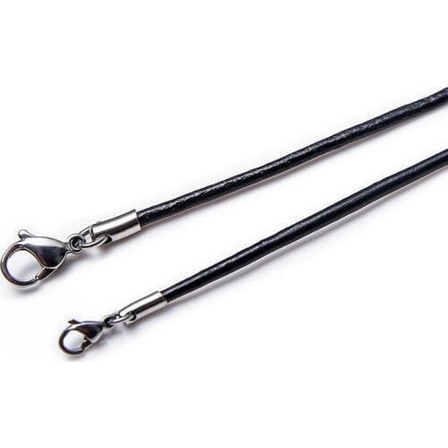 MANGOSKY 2-3mm Black Genuine Real Leather Necklace Cord/String Pendant Necklaces Making+Bayonet Clasps DIY Jewelry