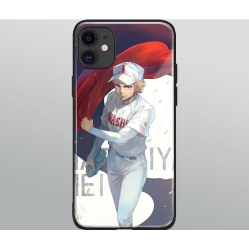 Narumiya Mei Diamond no Ace glass phone case shell for iPhone 6 6s 7 8 x xr xs 11 pro max Samsung S note 8 9 10 20 Plus cover