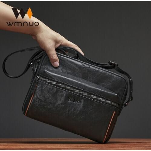 Wmnuo Shoulder Bag Men Casual Flap Korean 100% Real Cow Leather Handbag For Male Luxury Designed Crossbody Messenger Bag Hot
