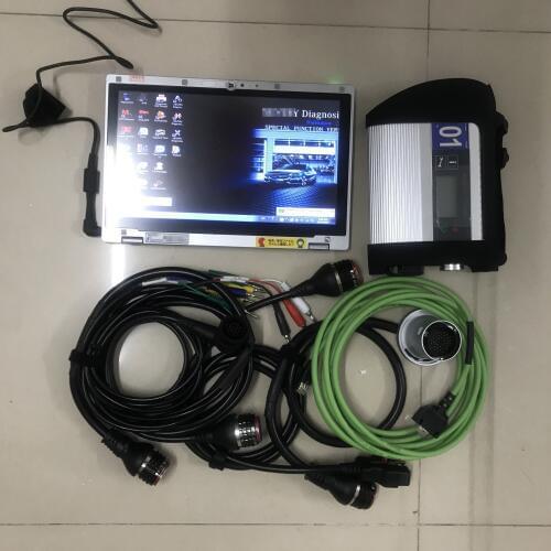 Super mb star diagnostic tool mb sd c4 with laptop CF-AX2 tablet 8gb ram i5cpu installed in 2020.12V ssd software ready to work