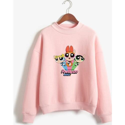 Kawaii buttercup powerpuff aesthetic cute girls Sweatshirt Fashion Womens Clothing Cartoon print hoodie autumn fashion top