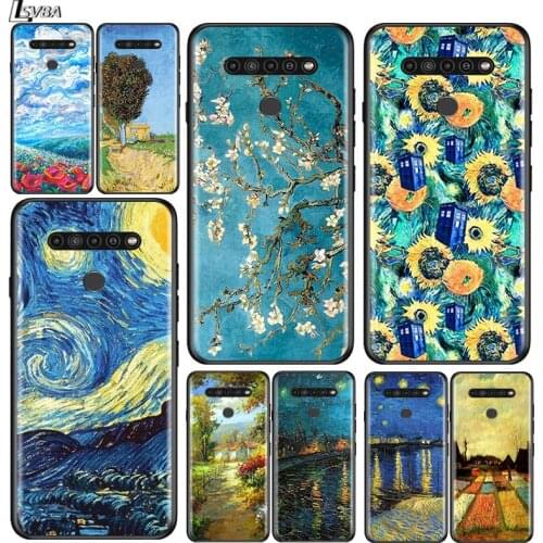 Van Gogh Star flower for LG G8 G8S G8X V30 V35 V40 V50 V60 ThinQ Q60 K40 K50 K51 K61 K71 K92 K62 Soft Black Phone Case