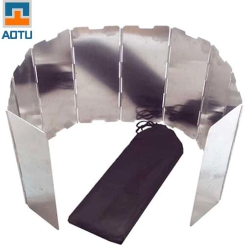 10 Plates Wind Shield Windshield Aluminium Alloy AT6344 Outdoor Gas Stove Camping Wind Shield Cooking Cooker Folding