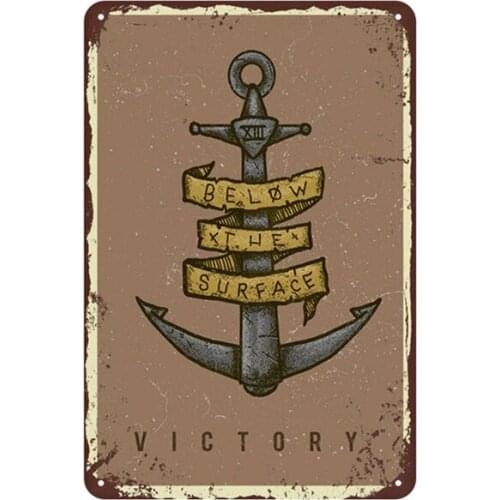 Below Xthe Surface Victory Vintage Anchor Metal Tin Sign 8x12 Inch Retro Home Kitchen Bedroom Living Room Bar Pub Wall Decor