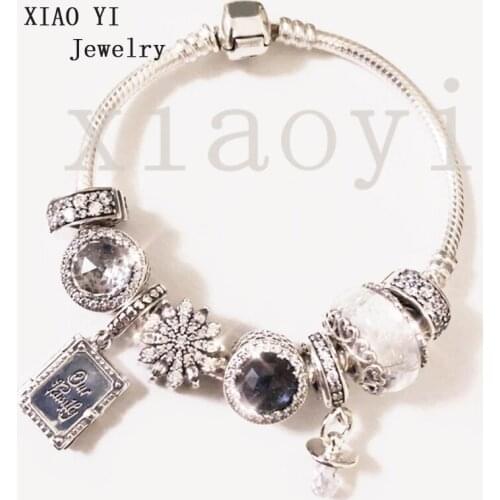 XIAOYI 2020 New 100% S925 Grimoires cat eye Snowflake pacifier glass clip DIY beaded design for European fashion bracelets