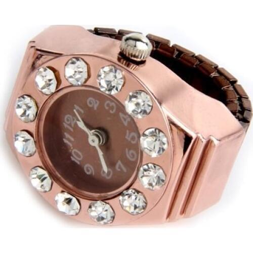 YCYS-Rose Gold Round Metal Pocket Finger Ring Watch