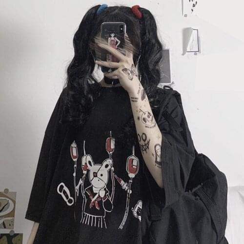 Women Harajuku Pastel Goth Clothing Summer Ladies T Shirt Short Sleeve Tshirt Korean Tee Top Kawaii Gothic Grunge Clothes