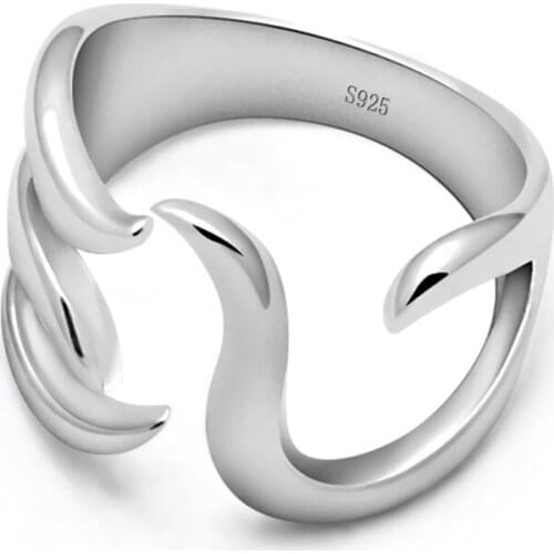 Simple Fashion 925 Silver Wide Ring for Womens Hollow Out Design Full of Vitality Ring Party Jewelry 2021