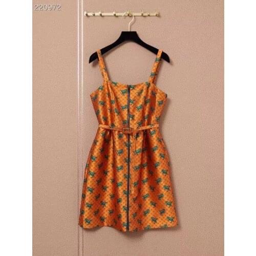 2021 Summer Beach Holiday Spaghetti Strap Dress Women Animal Print Belt Mini Dress Designer Runway Dress High Vestidos