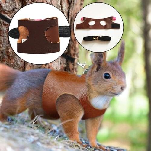 Pet PU Leather Vest Harness Lead for Squirrel Rabbit Hamster Ferret Guinea Pig Small Animal Harness Leash Set Pet Supplie