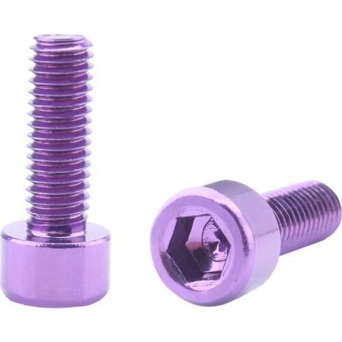 1 Pair Bike Water Bottle Cage Bolts M5 Aluminium Alloy Hex Socket Tapping Screws Purple