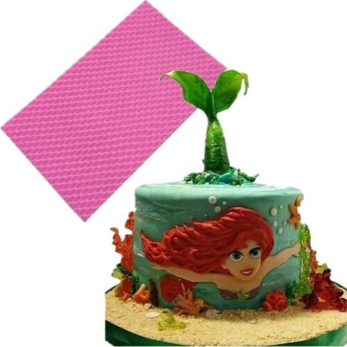 1Pcs Border Mould Lace Mat Mermaid Fish Scale Silicone Mold DIY Fondant Embosser Snake Texture Cake Mold Decoration Mould K553