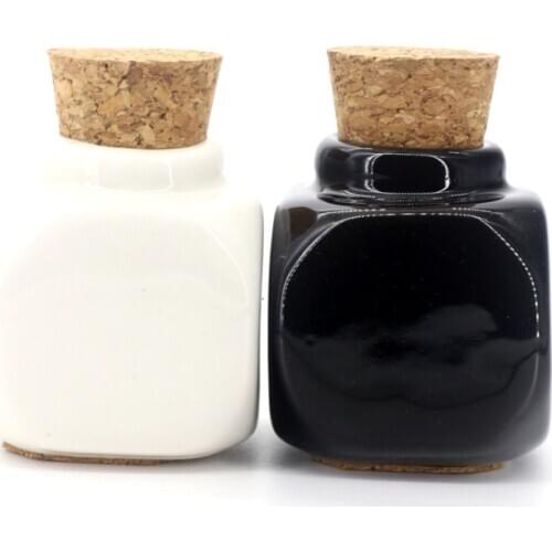 1pc ceramic nail art liquid bottle nail Acrylic gel polish cup square cork container Manicure tools