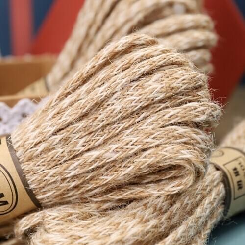 10m/lot Braided Jute Cords Hemp Twine Rope 6mm Cord Thread Vintage Burlap Ribbon Handmade Crafts DIY Sewing Packaging Material