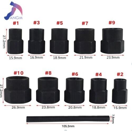 11pcs/Set Damaged Bolts Nuts Screws Remover Extractor Removal Tools Set Threading Tool Kit Black Nuts With