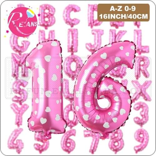 16 inch Pink Letter Number Balloons Birthday Party Decoration Kid Foil Ballon Wedding Baby Shower Alphabet Globos party supplies
