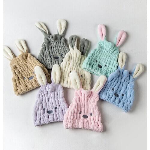 2020 Hair Quick-Dry Turban Cute Cartoon Rabbit Wiping Hair Hat Absorbent Shower Cap For Women Girls