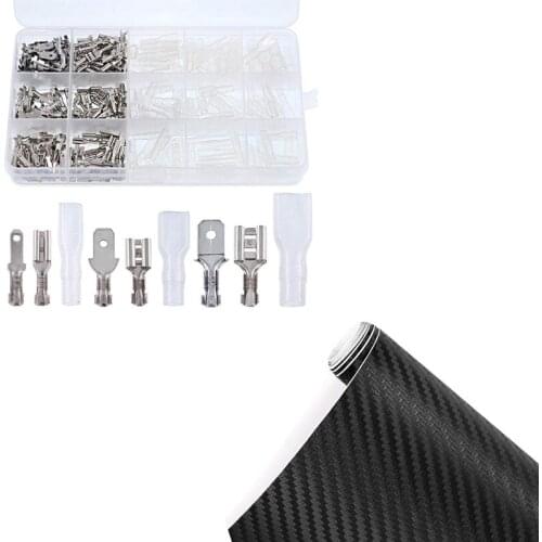 3D Carbon Fibre Adhesive Wrap with 315Pcs Quick Splice 2.8mm 4.8mm 6.3mm Male and Female Wire Spade Connector