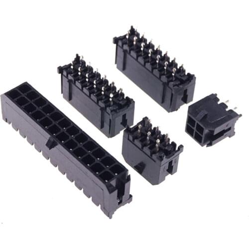 5/10 pcs 3.0mm Wafer Micro-Fit 3.0 Connector PCB Male Header Straight 2 4 6 8 10 12 14 16 18 20 22 24 Pin Board Solder 43045