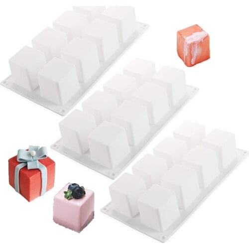 8 Cavity Cube Square Shape Silicone Mold for Cake Decorating Tools DIY Dessert Cake Moulds for Kitchen Baking Tool