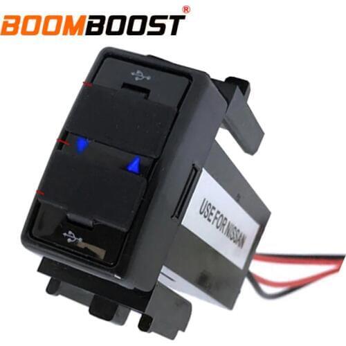 12V 2.1A ABS Dual USB Car Charger Socket Dashboard Phone Charger Interface Socket Car Charger Use for NISSAN