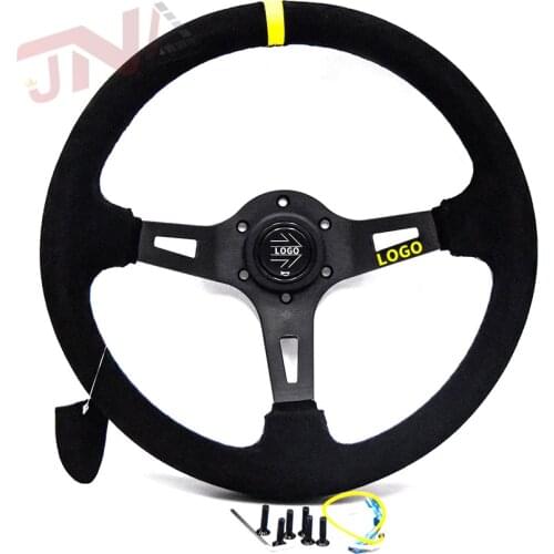 Car accessories 14 inch Suede Leather Racing steering wheel suede drift steer wheel