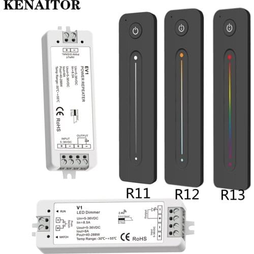 LED Dimmer 12V 5V 24V 36V 8A PWM Wireless RF Switch with 2.4G Brightness Adjustment Touch Remote for Single Color LED Strip V1