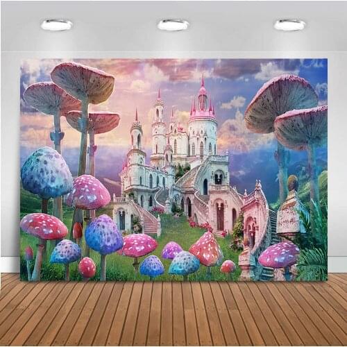 Mushroom photo shoot backdrop for photography newborn kids portrait background for happy birthday photo studio castle princess