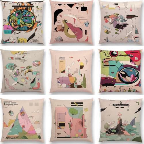 Hot Sale Colorful Abstract Art Ancient Infographics Avocado Symphony Apocalypse Prints Cushion Home Decor Sofa Throw Pillow