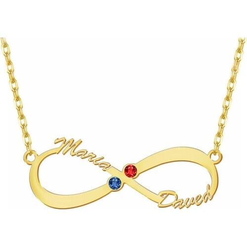 HIYONG Personalized Custom Necklace Infinity Names Necklaces Women Birthstone Letter Necklace Gold Plated Jewelry for Friend