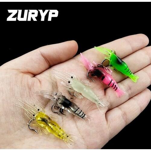 10Pcs Simulation Shrimp Fishing Lures1.2g Luminous Artificial Lifelike Fishing Lure Soft Baits with Single Hook Fishing Tackle
