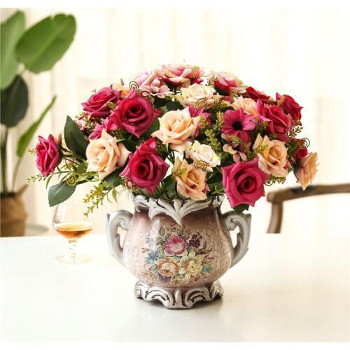 Artificial flowers Rose bundle Silk Peony bouquet fake Flower for DIY Party Wedding Home decoration Festival Supplies