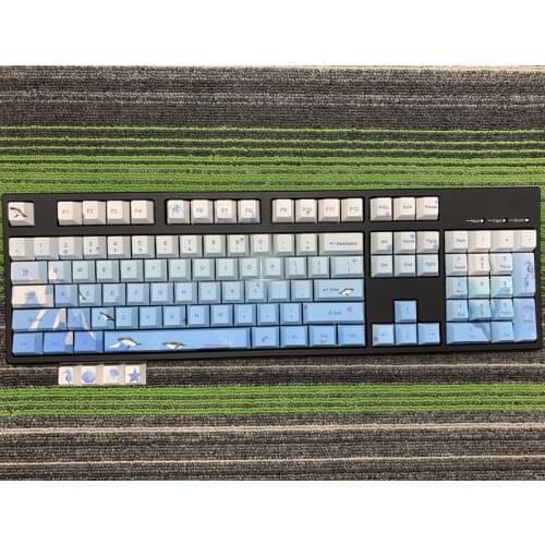 PBT Keycaps Ice Age Gradient Personality Theme Keycap Five-Face Sublimation Mechanical Keyboard Key Cap OEM Profile 108 Keys